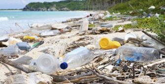 plastic pollution on a beach