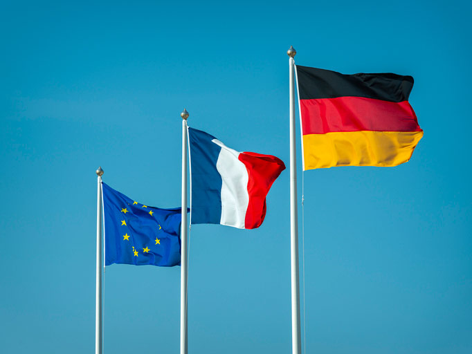 european, french and german flags